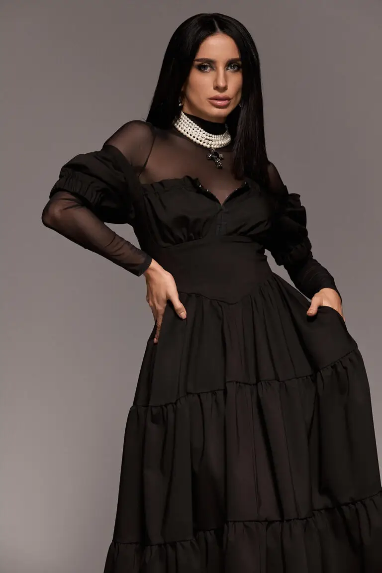 Outlet 47 Rochie Milkmaid Lunga Neagra