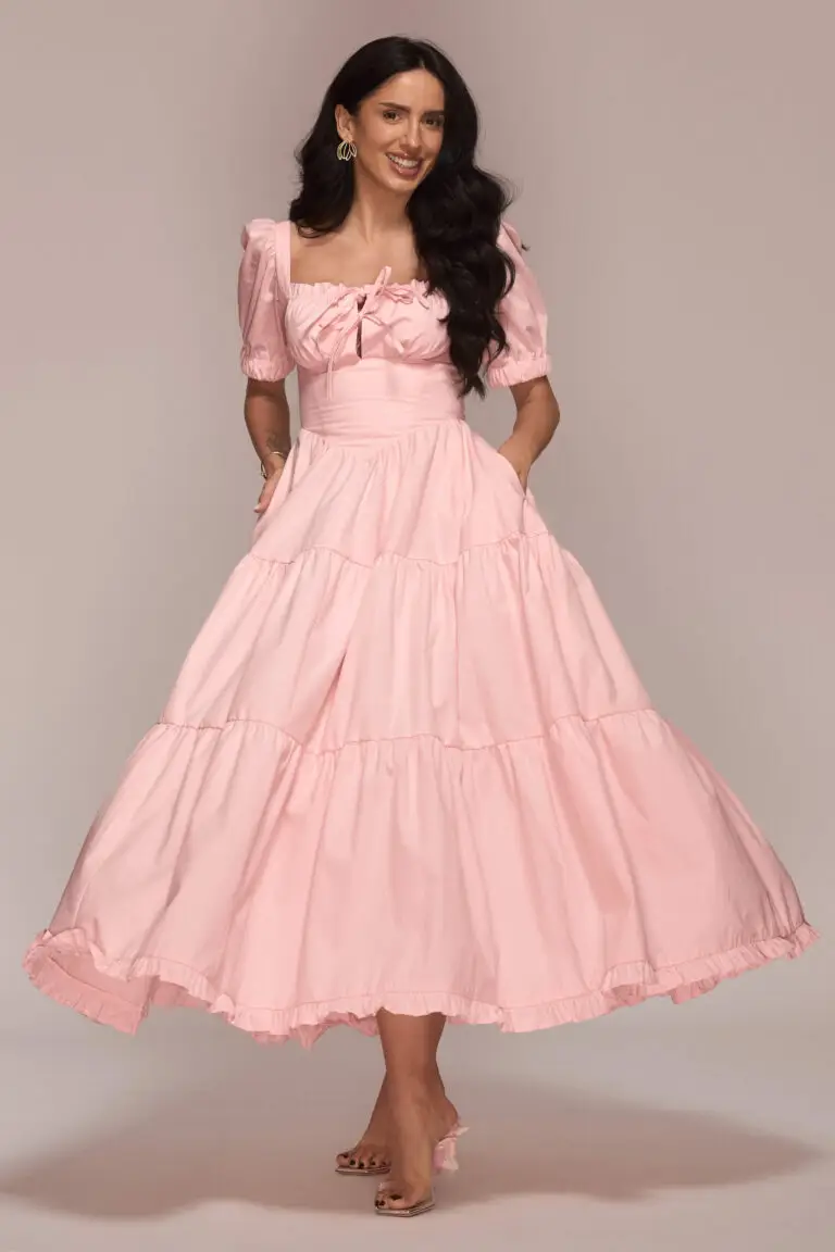 Outlet 28 Rochie Milkmaid Lungă de Vară Roz