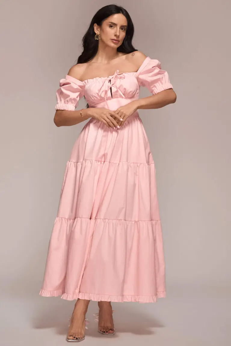 Outlet 29 Rochie Milkmaid Lungă de Vară Roz
