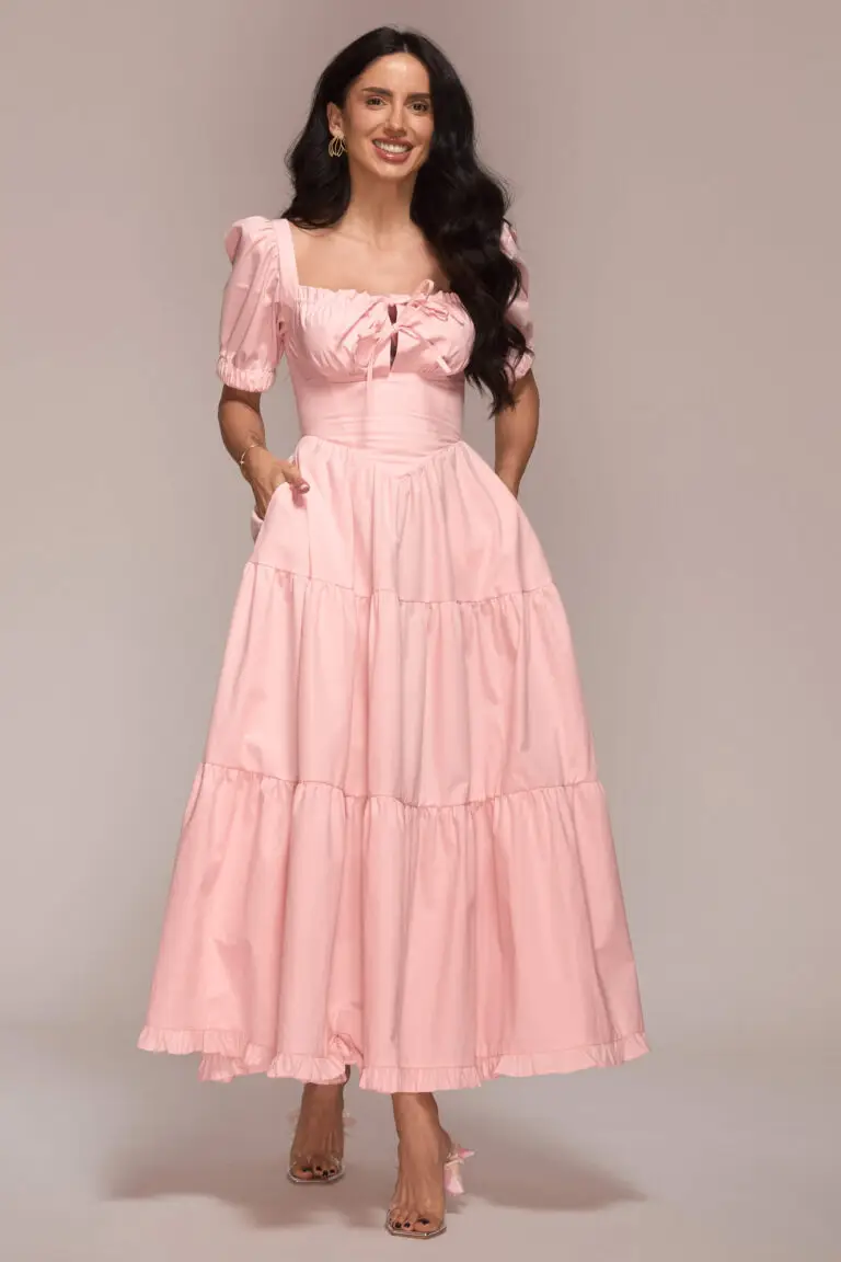 Outlet 30 Rochie Milkmaid Lungă de Vară Roz